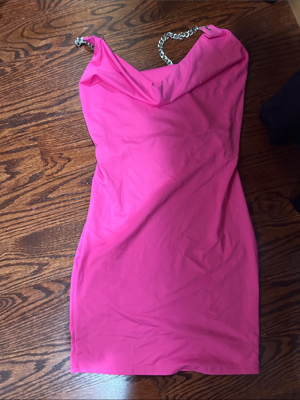 Hot Pink Chain Strap Bodycon Dress